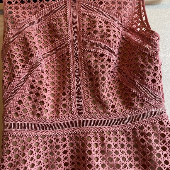 SELF PORTRAIT | Crosshatch Frill Mini Dress Mini Dress in Pink 💕 - Picture 4 of 9